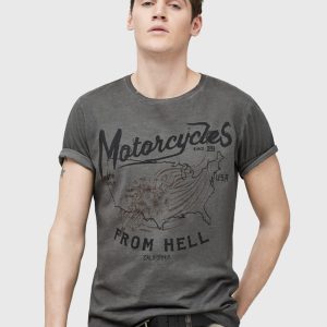 Longline Hooded T-Shirt In Lined Look Fabric